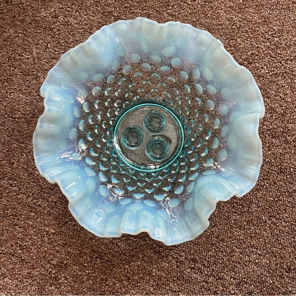 Fenton Blue Opalescent Hobnail Epergne - Picture 3 of 16